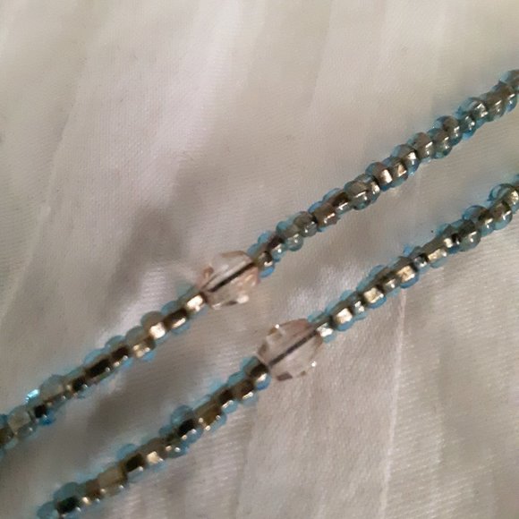 Blue Iridescent Seed Bead Necklace - Picture 7 of 13